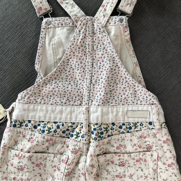 Free People Floral Print Overalls in Cream and Pink - Picture 6 of 10